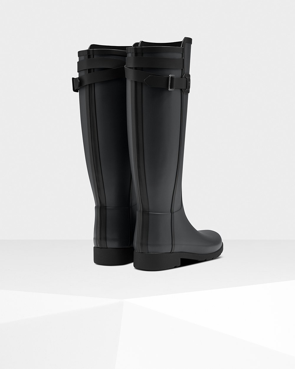 Botas de Lluvia Altas Hunter Mujer - Refined Slim Fit Contrast - Negros - MFPHOQK-07